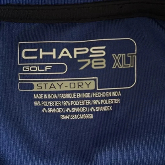 Chaps Golf 78 Men’s Blue Stripe Casual Short Sleeve Golf Polo Shirt Size XLT - Picture 4 of 5